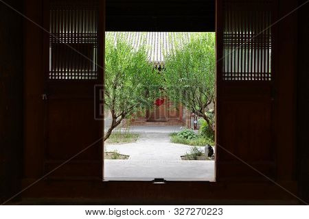 Traditional Chinese Residences Siheyuan Garden View In Tianshui Folk Arts Museum Hu Shi Folk House,