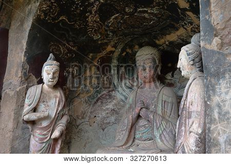 Maijishan Cave-temple Complex In Tianshui City, Gansu Province China. A Mountain With Religious Cave
