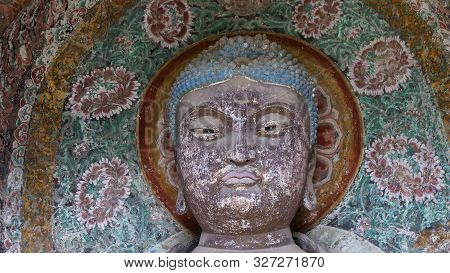 Maijishan Cave-temple Complex In Tianshui City, Gansu Province China. A Mountain With Religious Cave