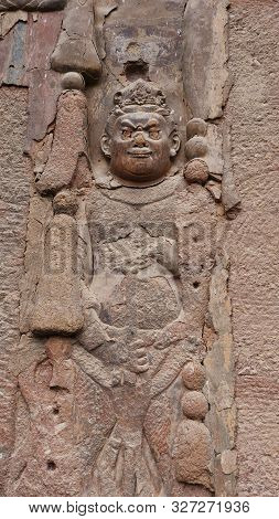 Maijishan Cave-temple Complex In Tianshui City, Gansu Province China. A Mountain With Religious Cave