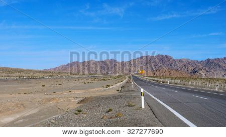 Landscape View Of Beautiful Blue Sky And High Way Road In Gansu Cina