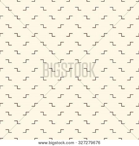Minimalist Seamless Pattern With Simple Geometric Ornament. Repeated Puzzle Mosaic Abstract Backgrou