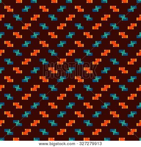 Repeated Creative Puzzle Mosaic Abstract Background. Seamless Pattern Design With Geometric Ornament
