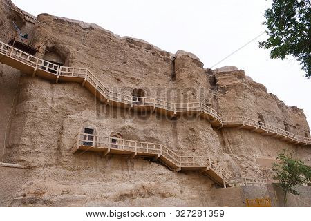 Landscape View Of The Yulin Cave In Dunhuang Ggansu China