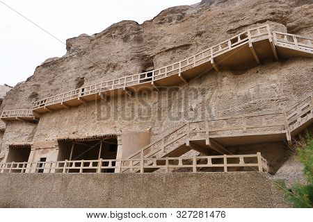 Landscape View Of The Yulin Cave In Dunhuang Ggansu China