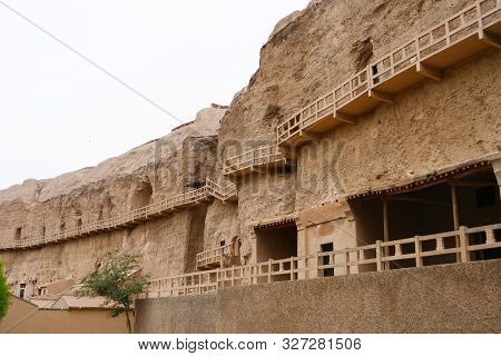 Landscape View Of The Yulin Cave In Dunhuang Ggansu China