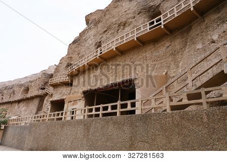 Landscape View Of The Yulin Cave In Dunhuang Ggansu China