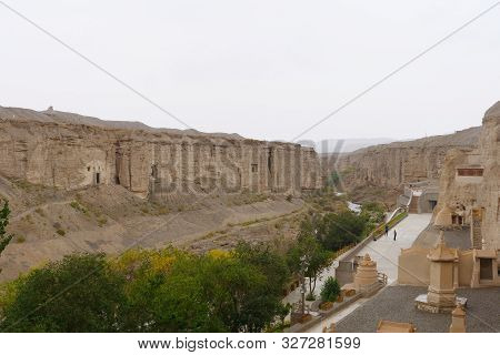 Landscape View Of The Yulin Cave In Dunhuang Ggansu China
