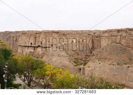 Landscape View Of The Yulin Cave In Dunhuang Ggansu China