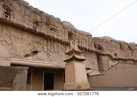 Landscape View Of The Yulin Cave In Dunhuang Ggansu China
