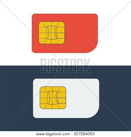 Sim Card Vector Mobile Phone Icon. Phone Simcard Chip Background