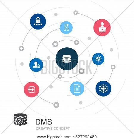 Dms Colored Circle Concept With Simple Icons. Contains Such Elements As System, Management, Privacy