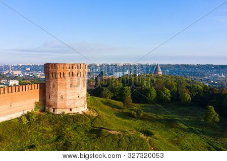 Towers Of Smolensk Fortress Wall. The Southern Wall Of The Smolensk Kremlin And A Panorama Of The Ci