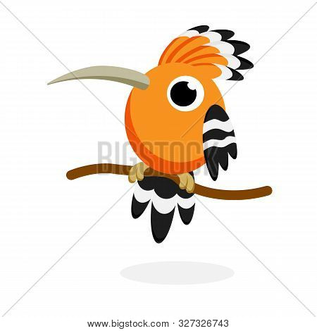Cute Upupa In Flat Style Vector Image