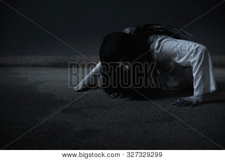 Woman Ghost Horror Creepy Her Is Crawling, Halloween Concept