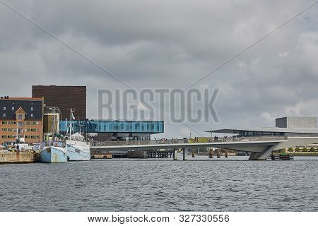 Modern Building Of The New Royal Playhouse Theater In Historic City Center Facing Famous Copenhagen