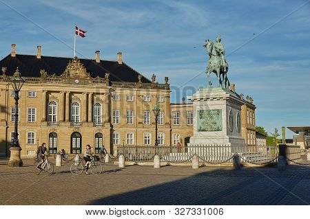 Amalienborg Is The Residence Of The Danish Royal Family. The Palace Is Octagonal With A Statue Of Ki