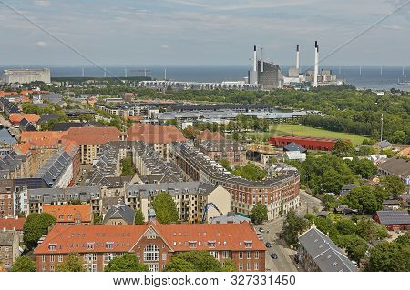 Skyline Of Scandinavian City Of Copenhagen In Denmark During A Cloudy Day