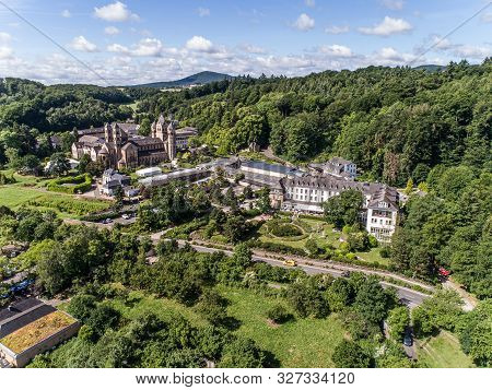 Aerial View The Famous Abbey Maria Laach In Rhineland-palatinate, Germany