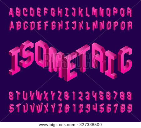 Isometric Alphabet Font. 3d Effect Simple Geometric Letters And Numbers. Stock Vector Typeface For Y