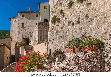 Castello Di Postignano Is An Ancient Medieval Village In The Heart Of Valnerina In Umbria, Brought B