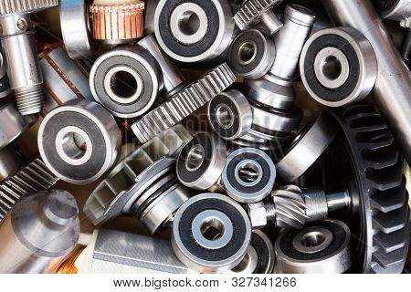 Different Details Of Electric, Power Tools Close-up.