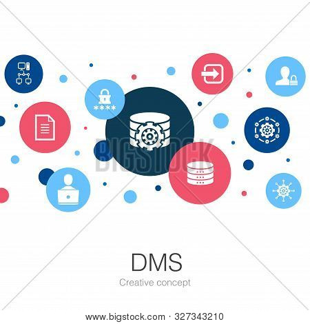 Dms Trendy Circle Template With Simple Icons. Contains Such Elements As System, Management, Privacy
