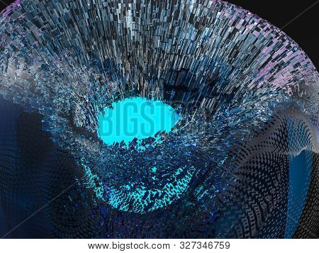 Abstract Background With Glass And Glowing Core. 3d Renering