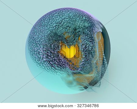 Abstract Background With Sphere And Glowing Core. 3d Renering
