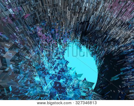 Abstract Background With Glass And Glowing Core. 3d Renering