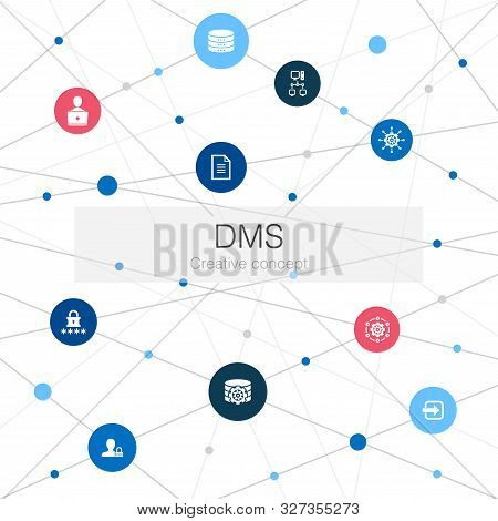 Dms Trendy Web Template With Simple Icons. Contains Such Elements As System, Management, Privacy