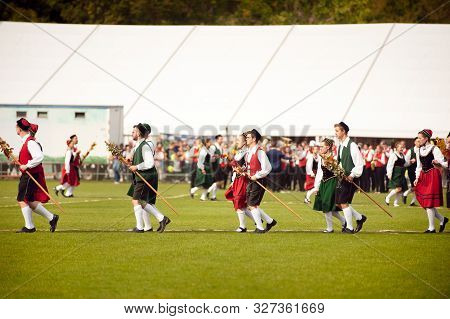 Germany, Niederstetten, Baden Wurttemberg. September 2019. Traditional Autumnal Harvest Fest. Young 