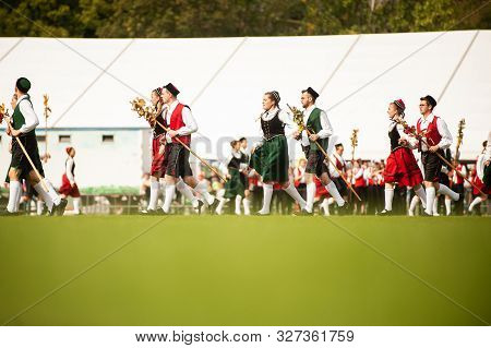 Germany, Niederstetten, Baden Wurttemberg. September 2019. Traditional Autumnal Harvest Fest. Young 
