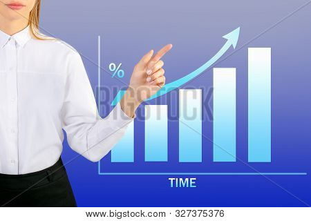 Businesswoman Showing A Growth Chart. Business Concept.