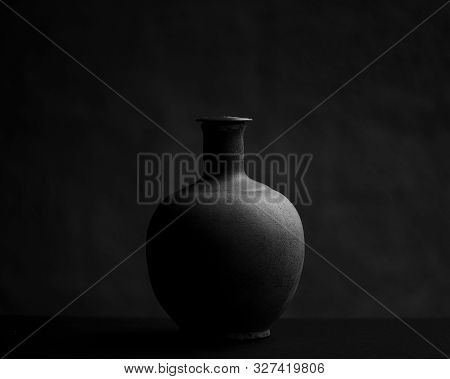 Earthen Pot, The Best Drinking Water You Can Get! In Black And White  And Lots Of Copy Space, In Bla
