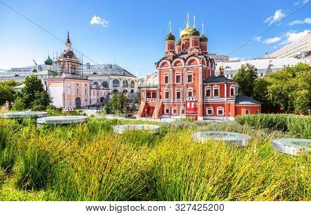 Moscow, Russia - July 7, 2019: Znamensky Cathedral Of The Former Znamensky Monastery. Architecture O