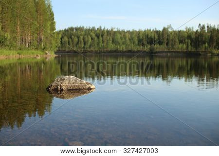 The Stream Skelleftealven In Vasterbotten, Northern Sweden