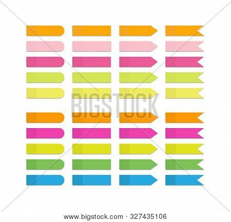 Blank Realistic Bookmark Of Blue, Yellow, Green, Orange And Pink Color.