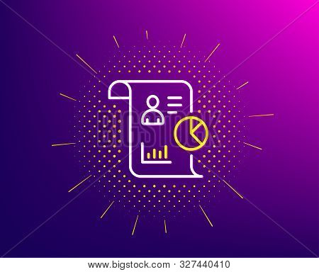 Report Line Icon. Halftone Pattern. Business Management Sign. Employee Statistics Symbol. Gradient B