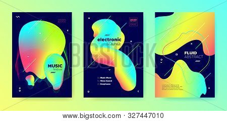Neon Music Banner. Gradient Pattern. Electronic Techno Concert. Multicolor Abstract Movement. Trendy