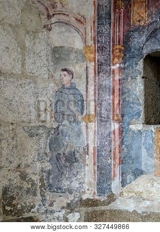 Fragment Of Renaissance Frescoes On The Wall Of Misericórdia Church (igreja Da Misericórdia De Braga