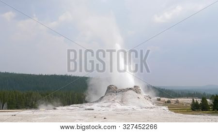 Castle Geyser Erupting In Yellowstone Natl Park