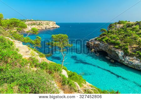 Calo Des Moro, Mallorca. Spain. One Of The Most Beautiful Beaches In Mallorca In Sunny Day