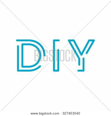 Do It Yourself. Diy Linear Otline Letters. Homemade Concept. Editable Stroke. Stock Vector Illustrat