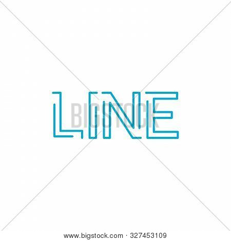 Word Line In Linear Outline Style. Vector Typography. Hope Poster Or Card. Blue Graphic Element For 