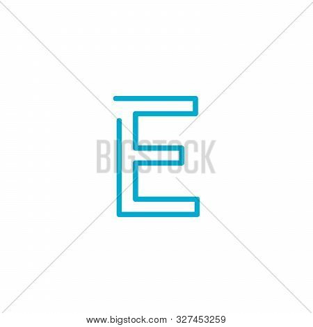 Linear Geometric Outline Alphabet Letter E, Simple Logo Design, Blue Graphic Element For Typography 