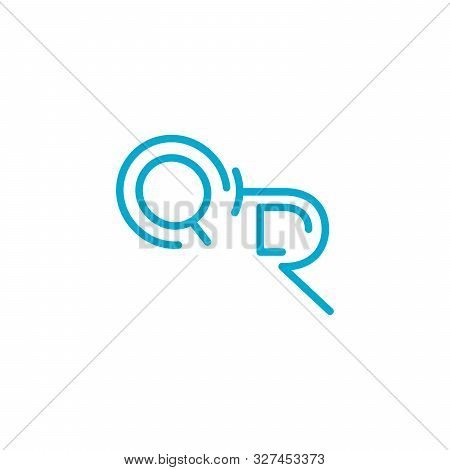 Initial Linear Outline Letter Qr, Minimalist Line Art Monogram Logo, Simple Logo Design, Blue Graphi