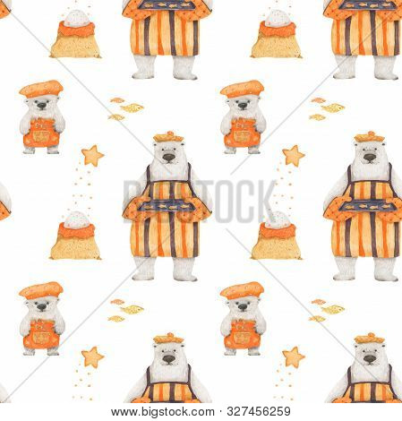 Polar Bear Christmas Story For Wrapping Paper Or Textile