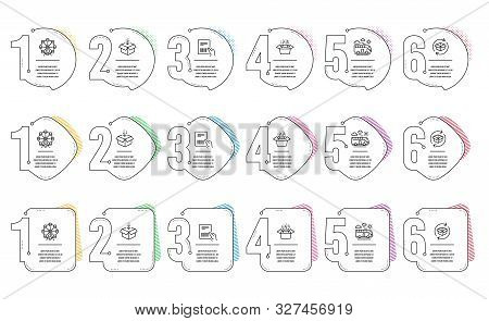 Ferris Wheel, Return Parcel And Get Box Line Icons Set. Infographic Timeline. Parcel Invoice, Bus Tr