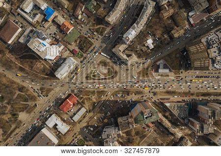 Kiev In Urkaine Drone Photo Of City Center And Sleeping Areas